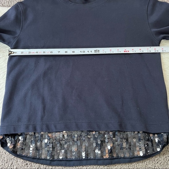 J Crew sequined hem navy blue long sleeve top Medium - Picture 6 of 7